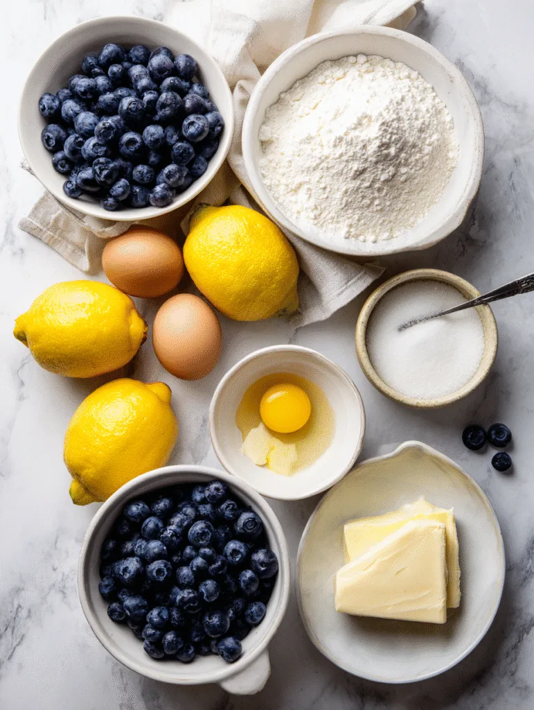 Lemon Blueberry Cake (Fresh, Zesty & Perfectly Moist Layer Cake) 2 brahim a flat lay of ingredients for lemon blueberry cake inc 32a5606f 04e2 4234 ae20 a3098bcbad3a 1