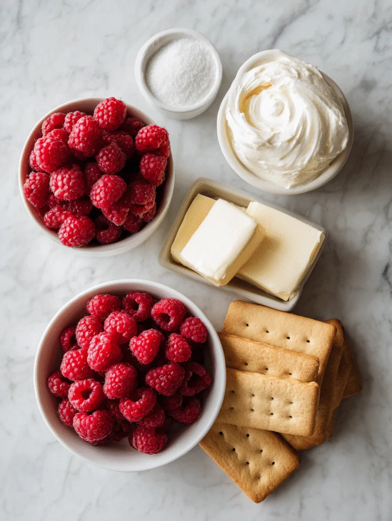 No Bake Raspberry Cheesecake (Creamy, Elegant & Perfectly Fresh Dessert) 2 brahim a flat lay of ingredients for raspberry cheesecake inc cd0b3ff3 6823 405e 8b7b 1d374e00bbfa 1
