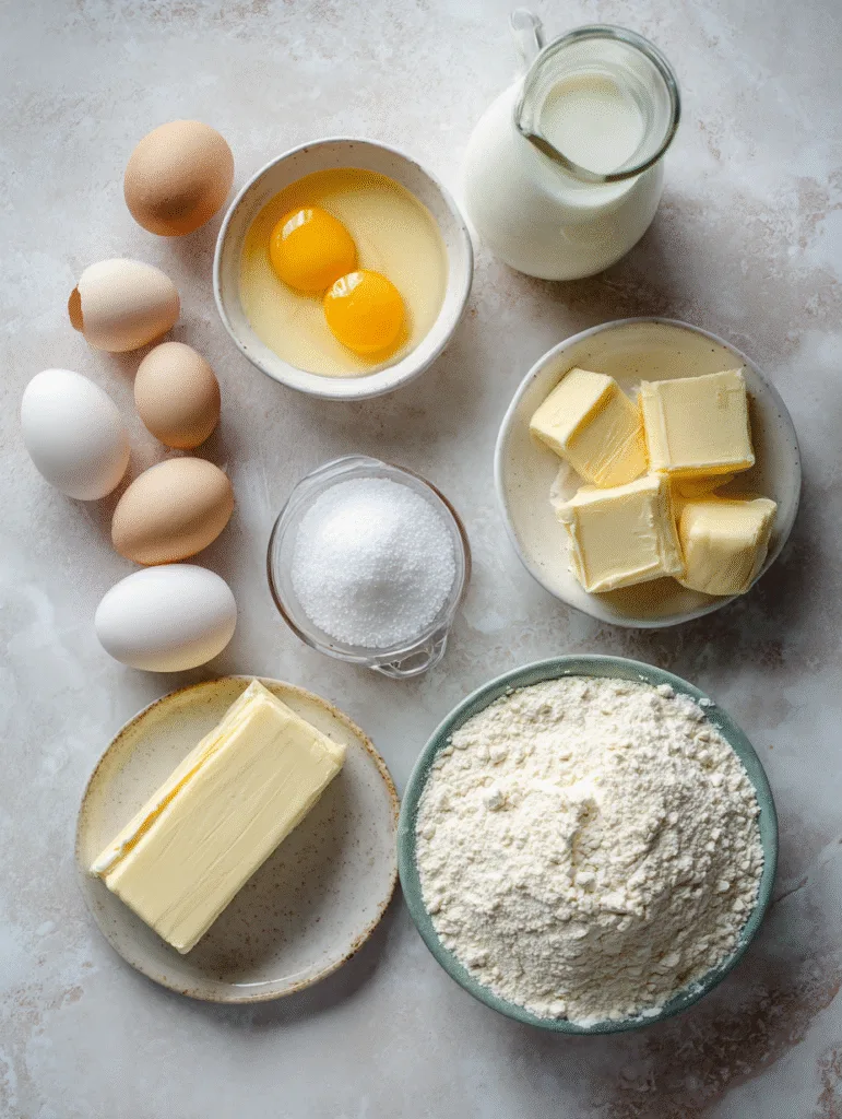 brahim a ingredients for vanilla custard cake arranged neatly 216afab4 8f6d 4469 9c1b 510e69ca093a 1