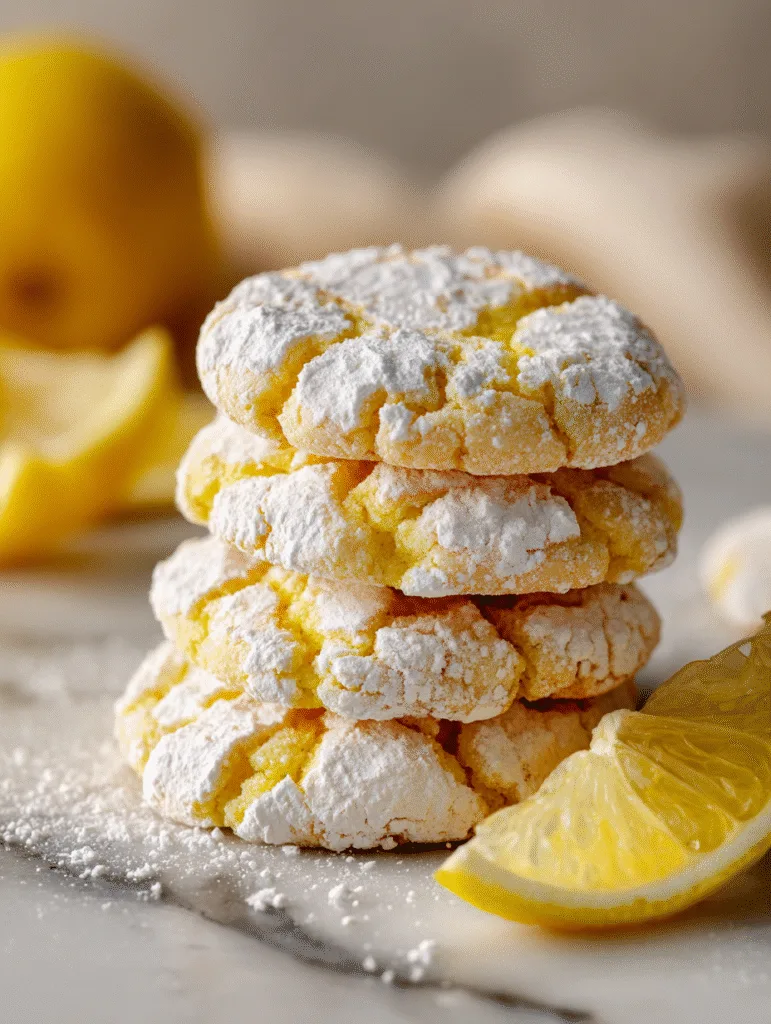 brahim a lemon crinkle cookies covered in powdered sugar on a 4c4ba8c3 c6bb 4791 a62d 756d11ec4e2b 0