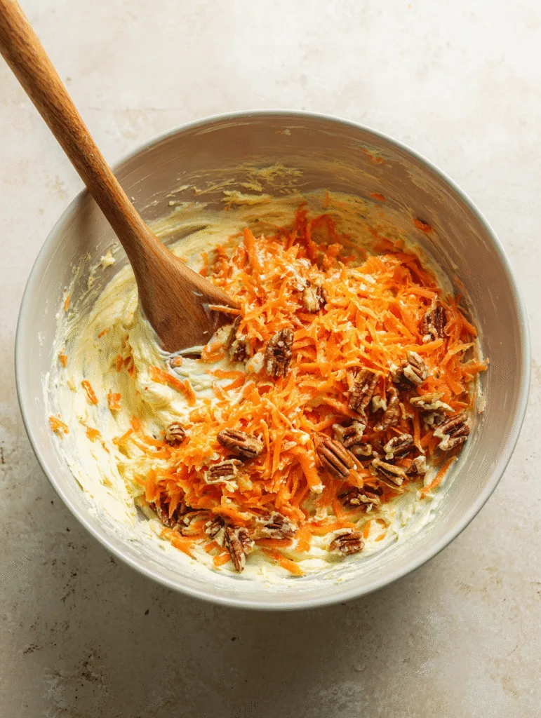 brahim a mixing carrot cake batter with shredded carrots pine 920a6222 9921 4420 97c8 1a314a4ba9e0 3
