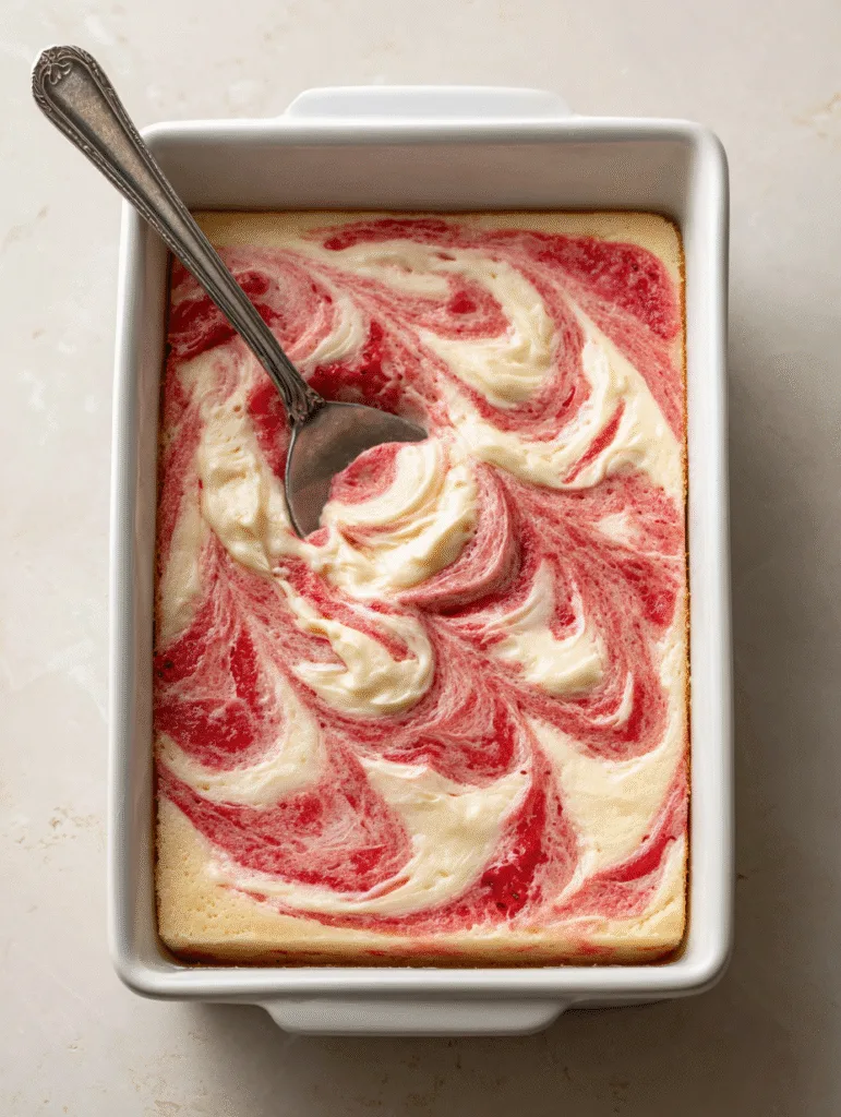 brahim a spooning cream cheese mixture over strawberry cake b c6555796 470d 4128 8b85 18682bf7078a 0