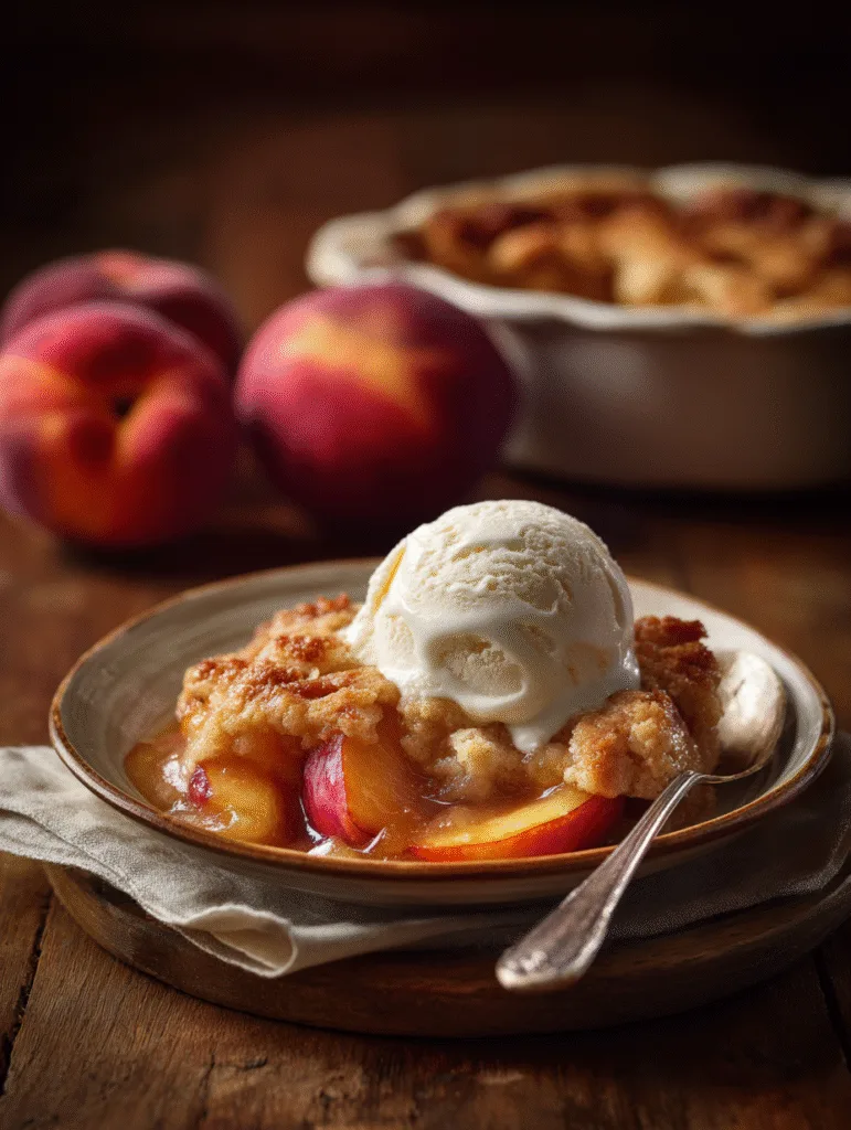 Southern Peach Cobbler: The Classic Dessert That Tastes Like Home 4 brahim a peach cobbler served warm with vanilla ice cream coz 7754e19e b728 4e69 bddd 220e9435b78b 3