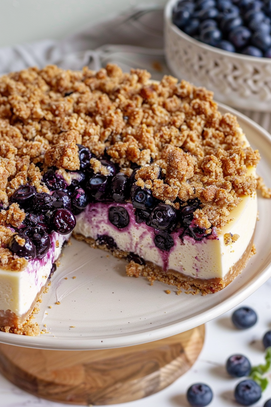 How to Make Blueberry Crumble Cheesecake 11 image 1775478755094