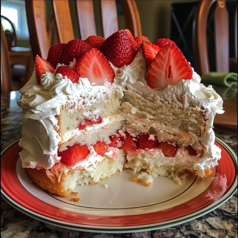 Layered Strawberry Angel Food Cake
