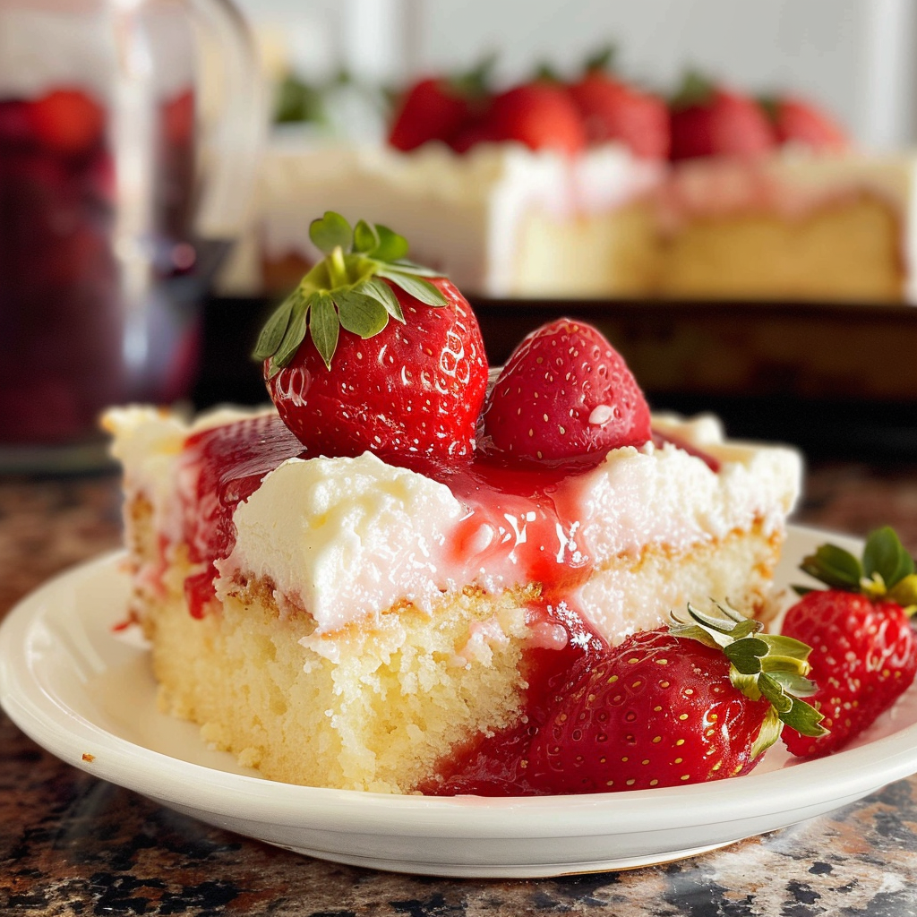 Strawberry Cheesecake Poke Cake
