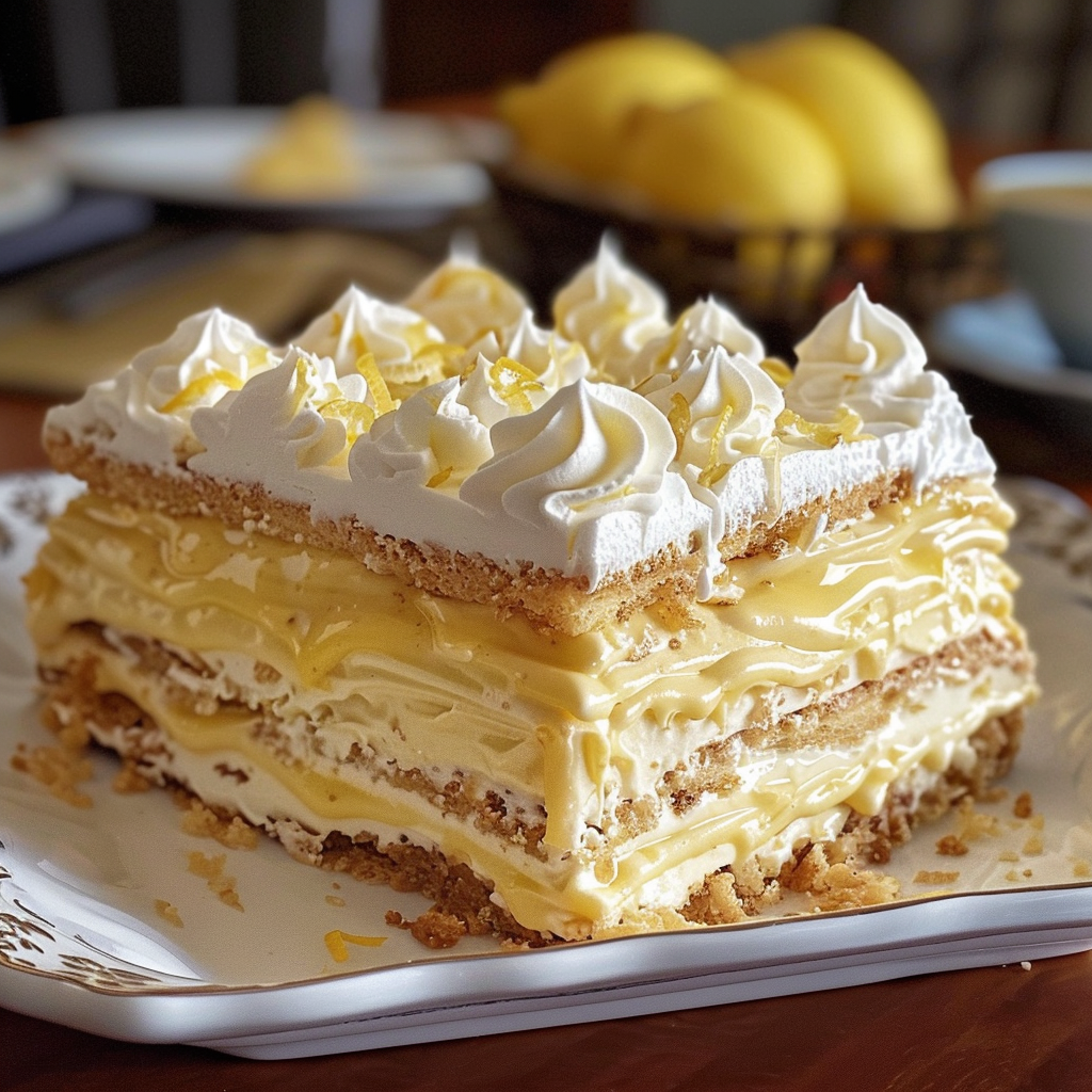 Zesty No-Bake Lemon Eclair Cake