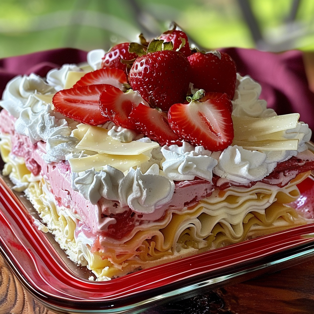 No-Bake Strawberry Jello Lasagna Recipe