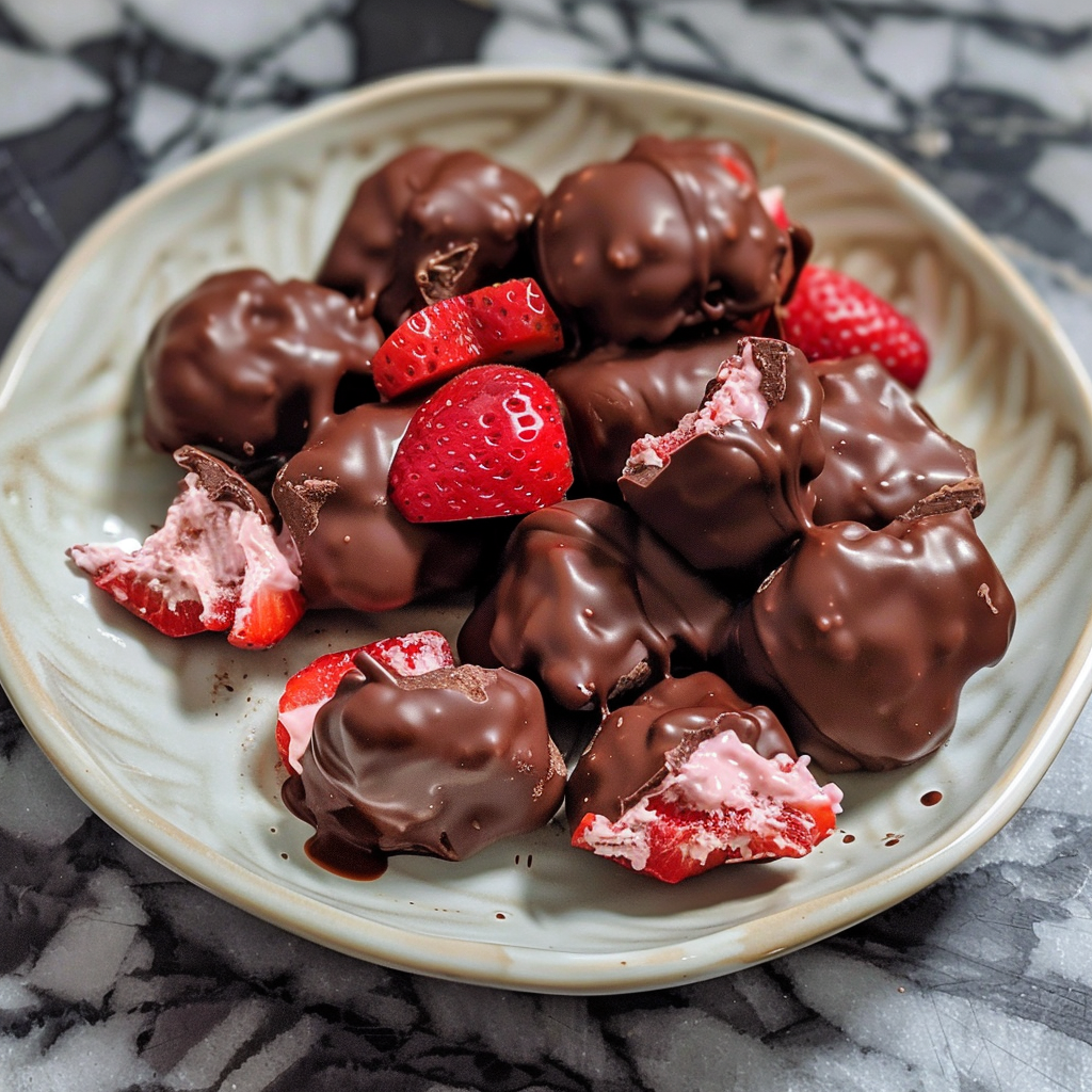 Chocolate-Covered Strawberry Yogurt Clusters: Crispy, Creamy Bites for Dessert