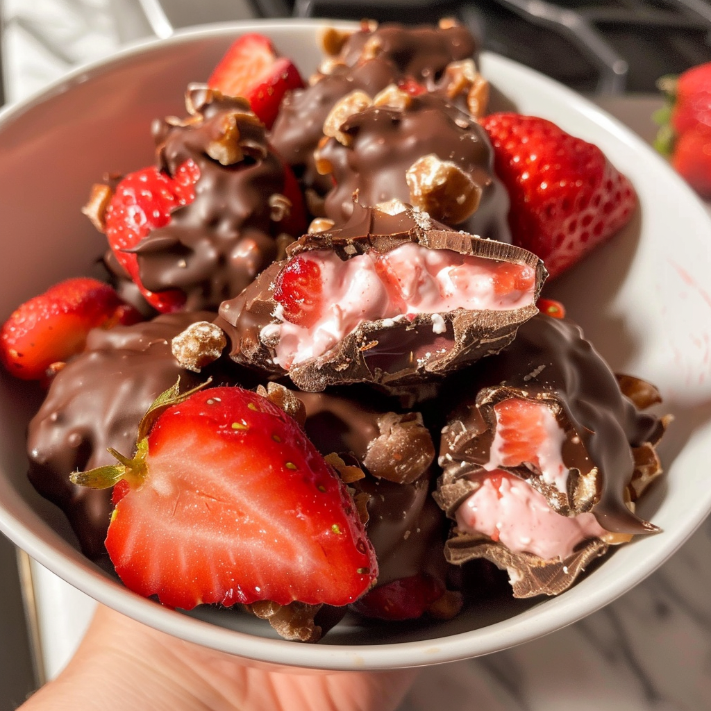 Chocolate Strawberry Yogurt Clusters Recipe with Crunchy Layers