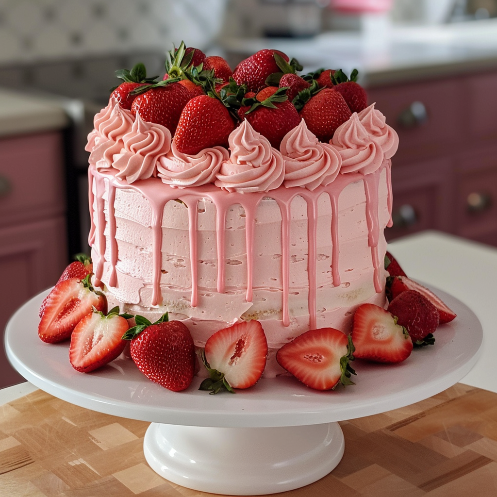 Strawberry Cake Recipe: Fluffy Layers Drizzled with Sweetness