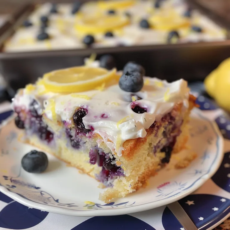 Easy Lemon Blueberry Sheet Cake Recipe