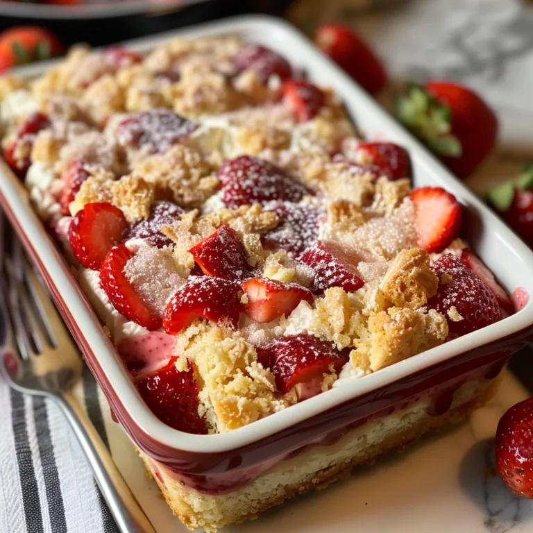 Strawberry Cheesecake Dump Cake – Easy & Creamy