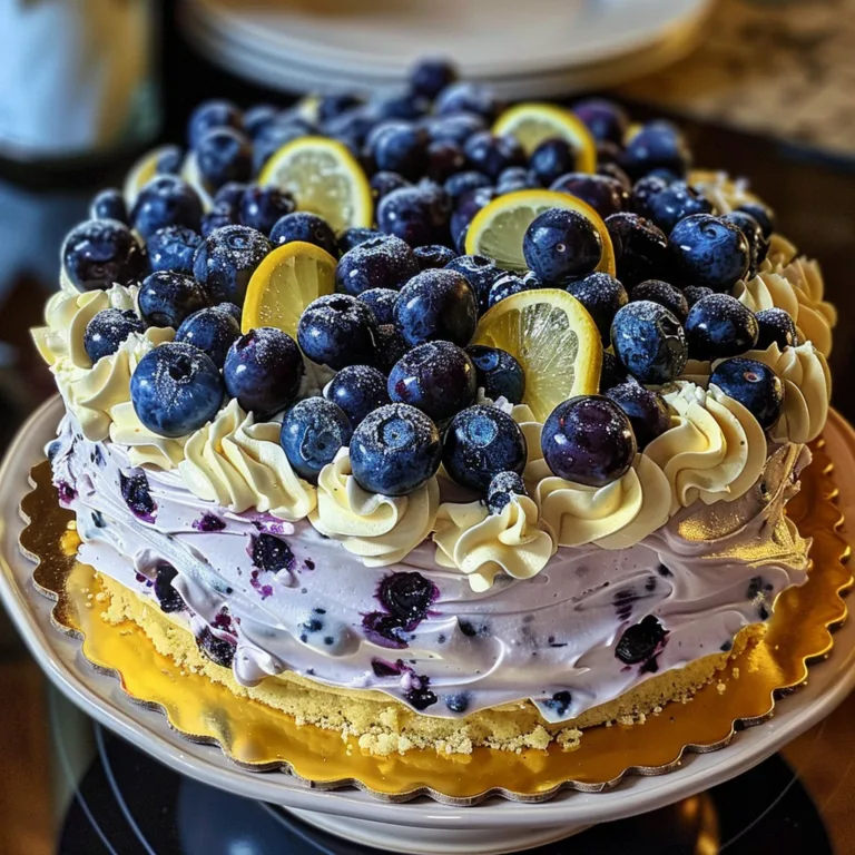 No-Bake Lemon Blueberry Cream Cake