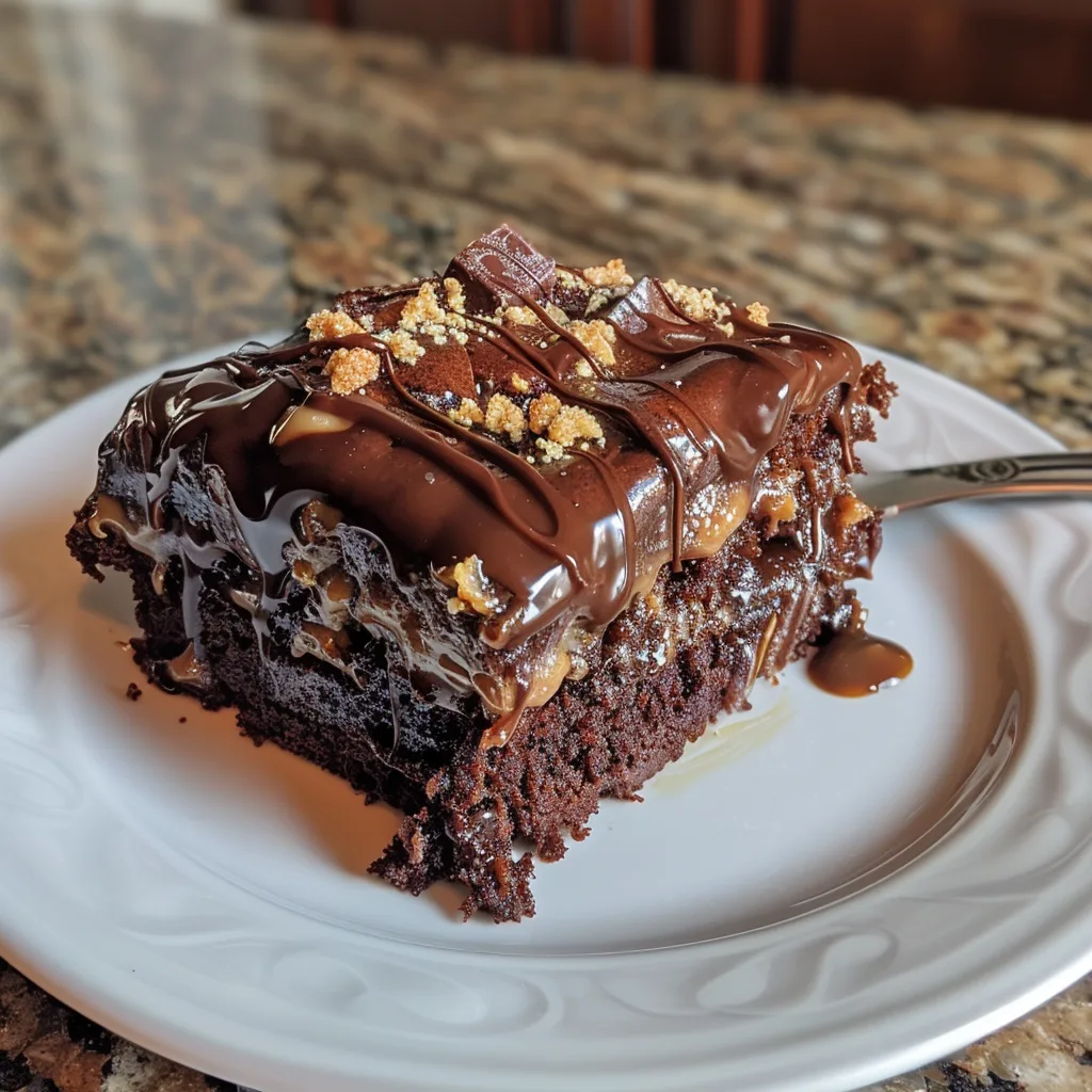 Chocolate Caramel Dump Cake - Pin Desserts