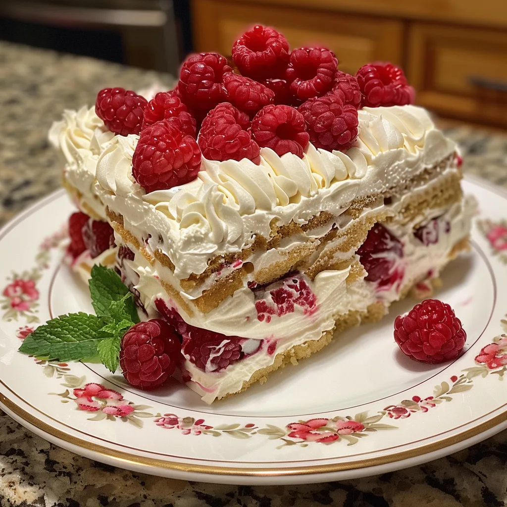 No Bake Raspberry Rose Icebox Cake