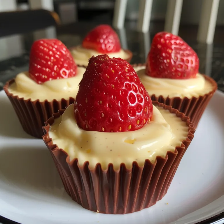 White Chocolate Strawberry Mousse Cups
