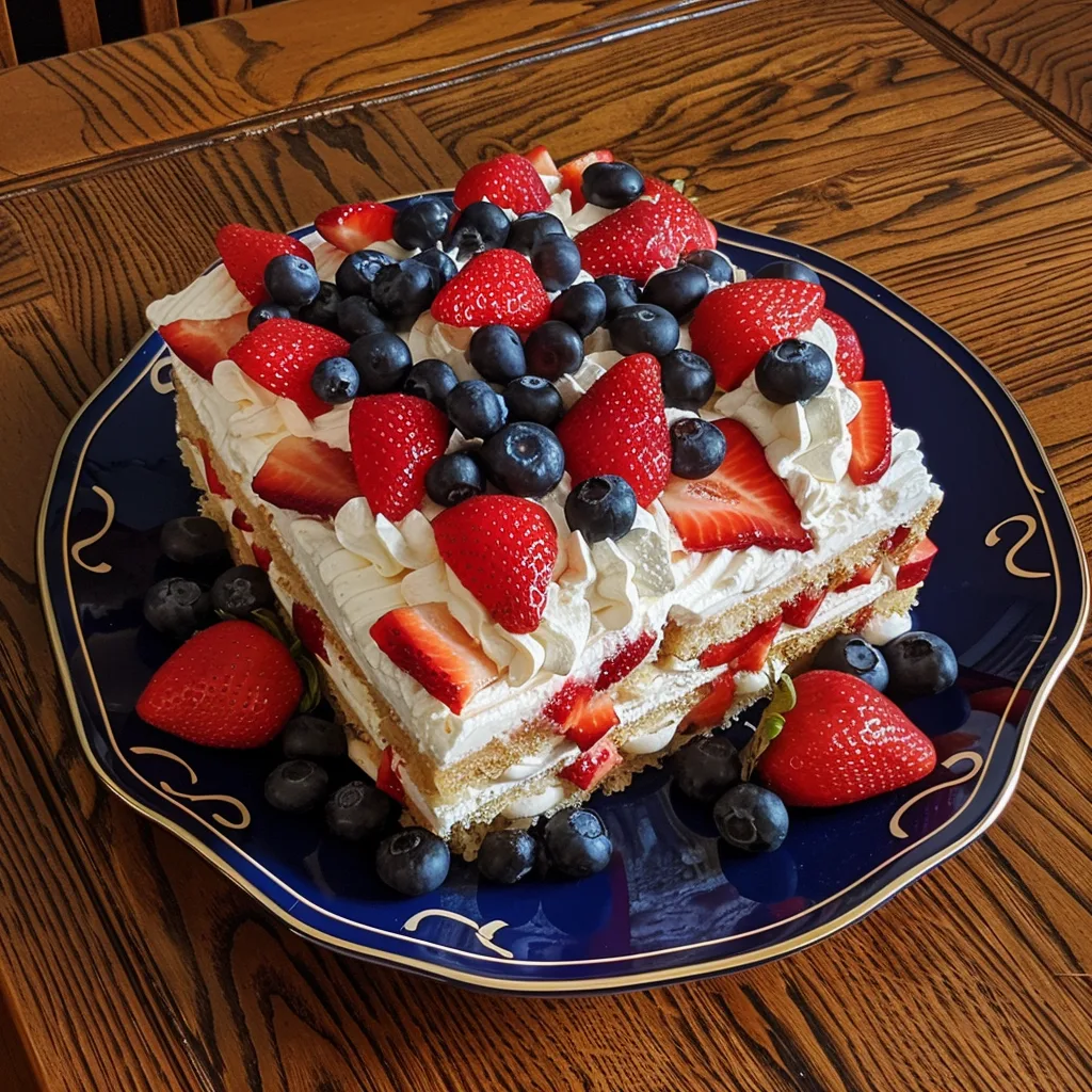 Patriotic Strawberry Blueberry Icebox Cake