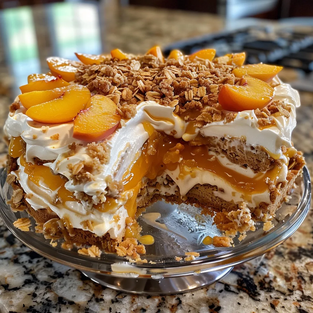 No Bake Peach Cobbler Icebox Cake