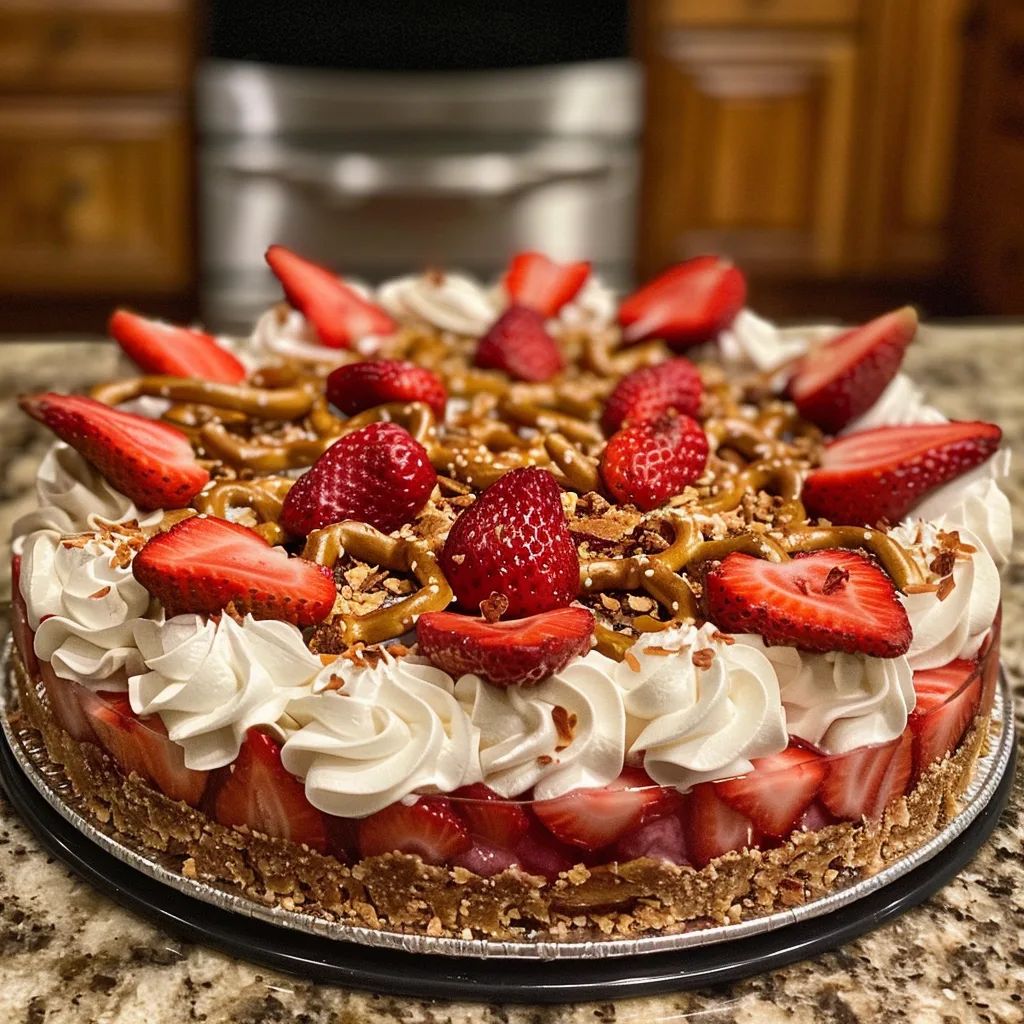No Bake Strawberry Pretzel Pie Recipe