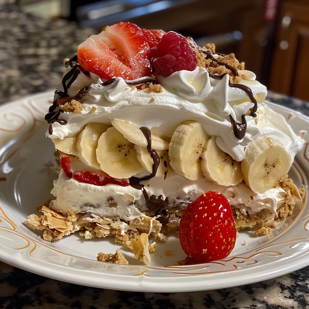 No Bake Banana Split Icebox Cake