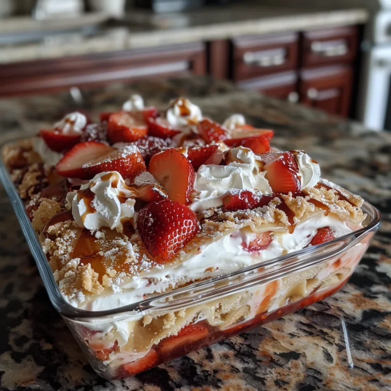No Bake Strawberry Shortcake Lasagna