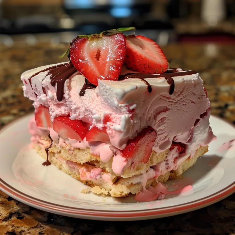 No Bake Strawberry Ice Cream Sandwich Cake