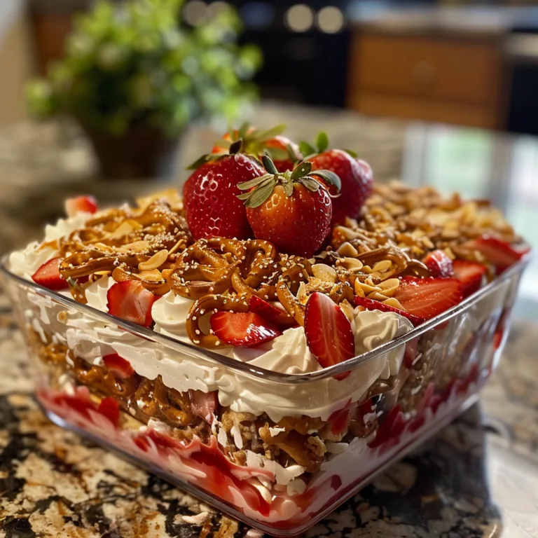 Classic Strawberry Pretzel Salad Layered Dessert