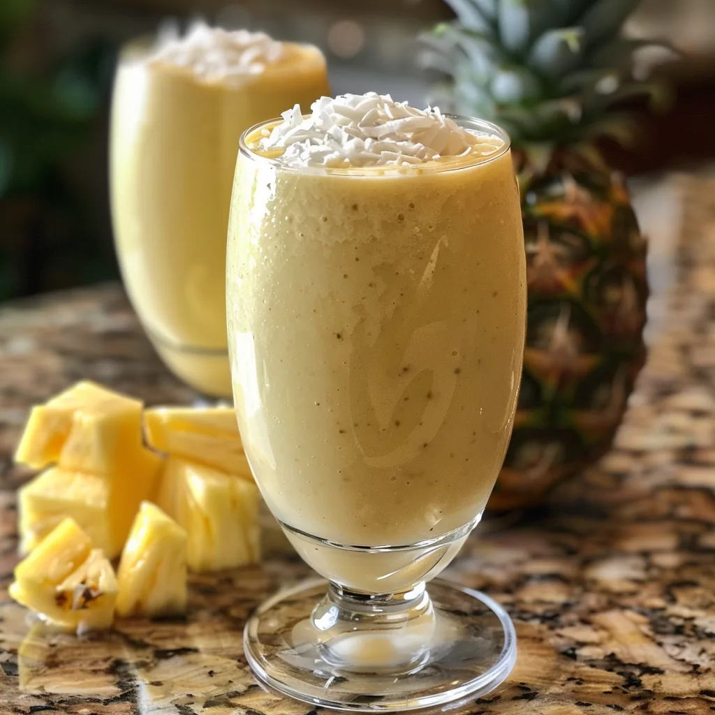 Creamy Pineapple Coconut Smoothie Tropical Style