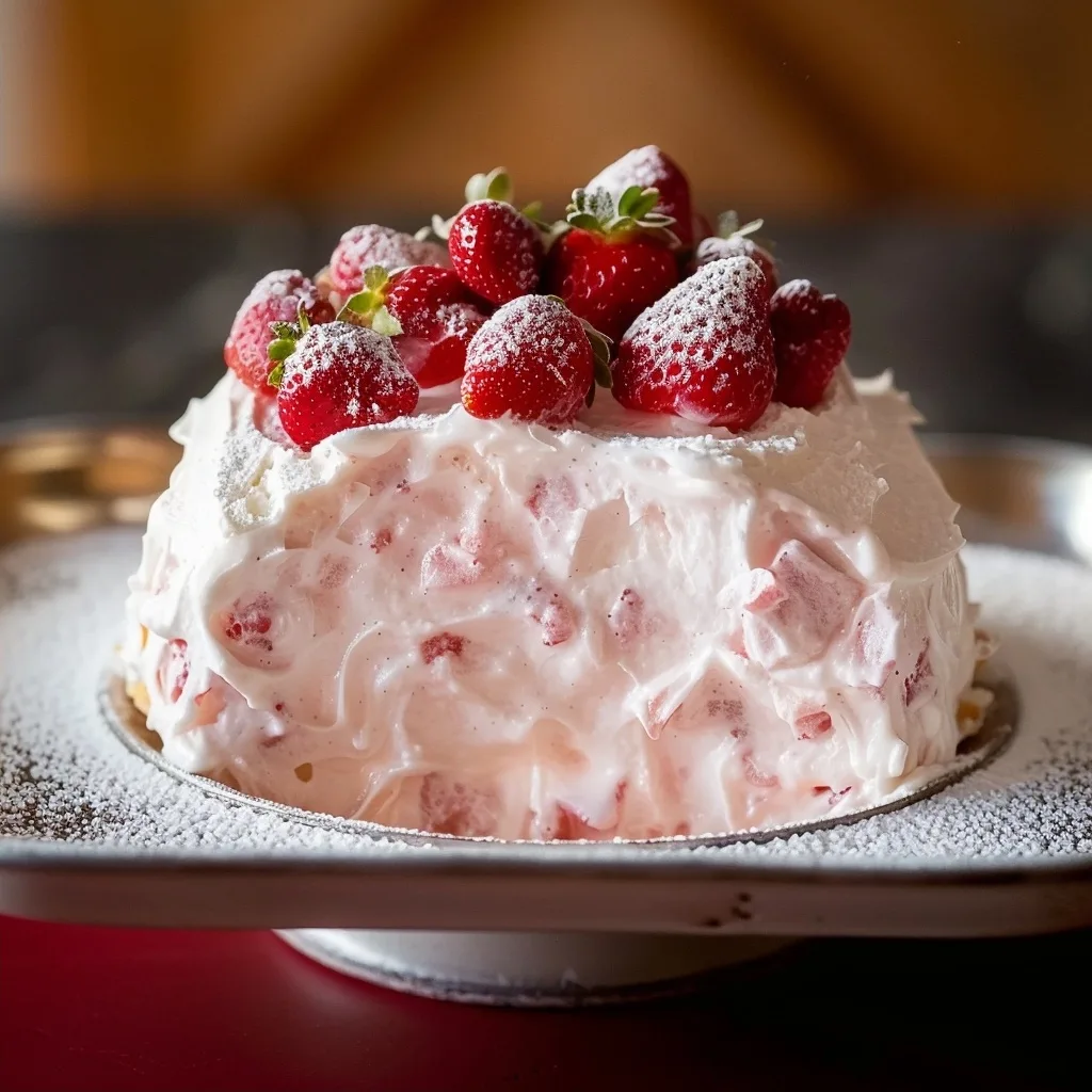Vintage No Bake Strawberry Angel Food Cake