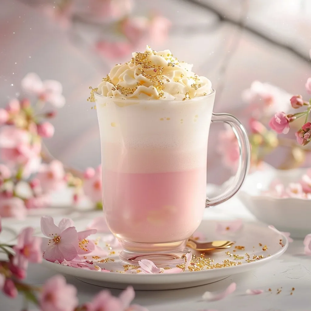 Aesthetic Sakura Latte Pink Drink