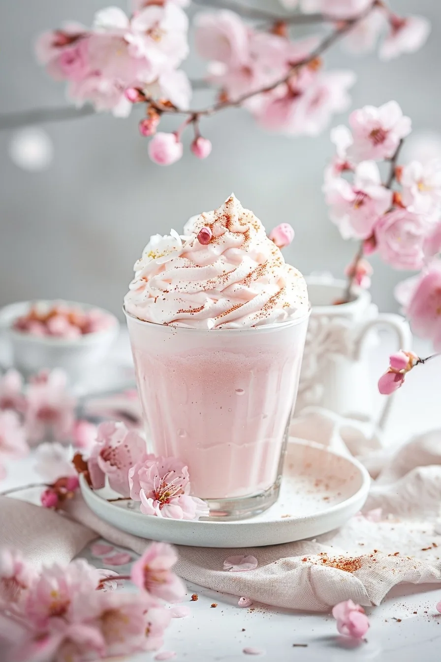 Aesthetic Sakura Latte Pink Drink 4 image 1779141050767