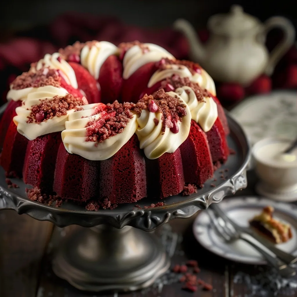 Layered Red Velvet Cheesecake Bundt Cake