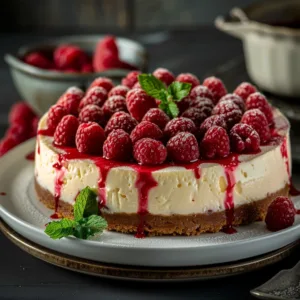Easy Baked Raspberry Cheesecake