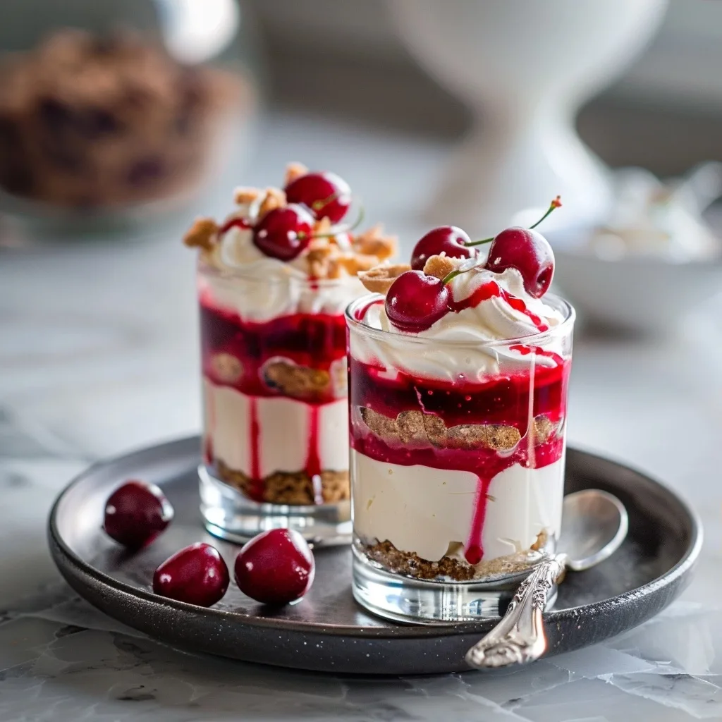 No Bake Cheesecake Parfait with Cherry Pie Filling