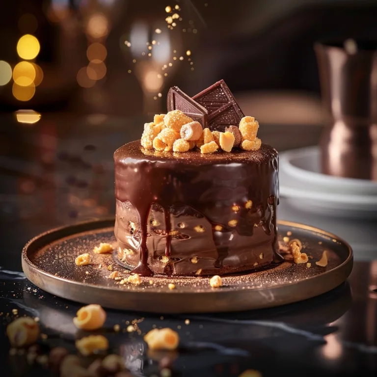 Marbled Cake with Milk Chocolate Ganache & Rocher Glaze