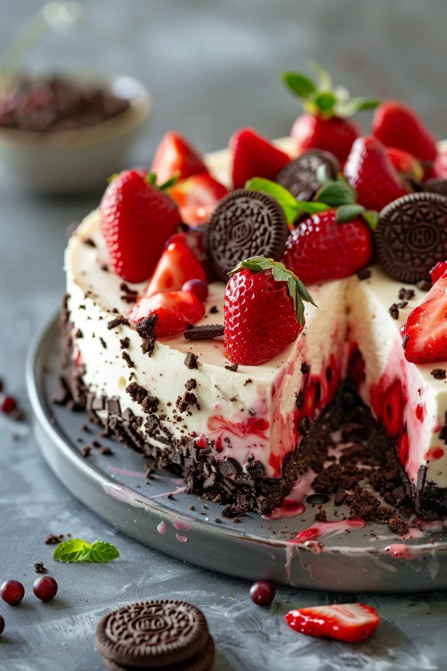No Bake Strawberry Cheesecake Oreo Crust 4 image 1781363016019