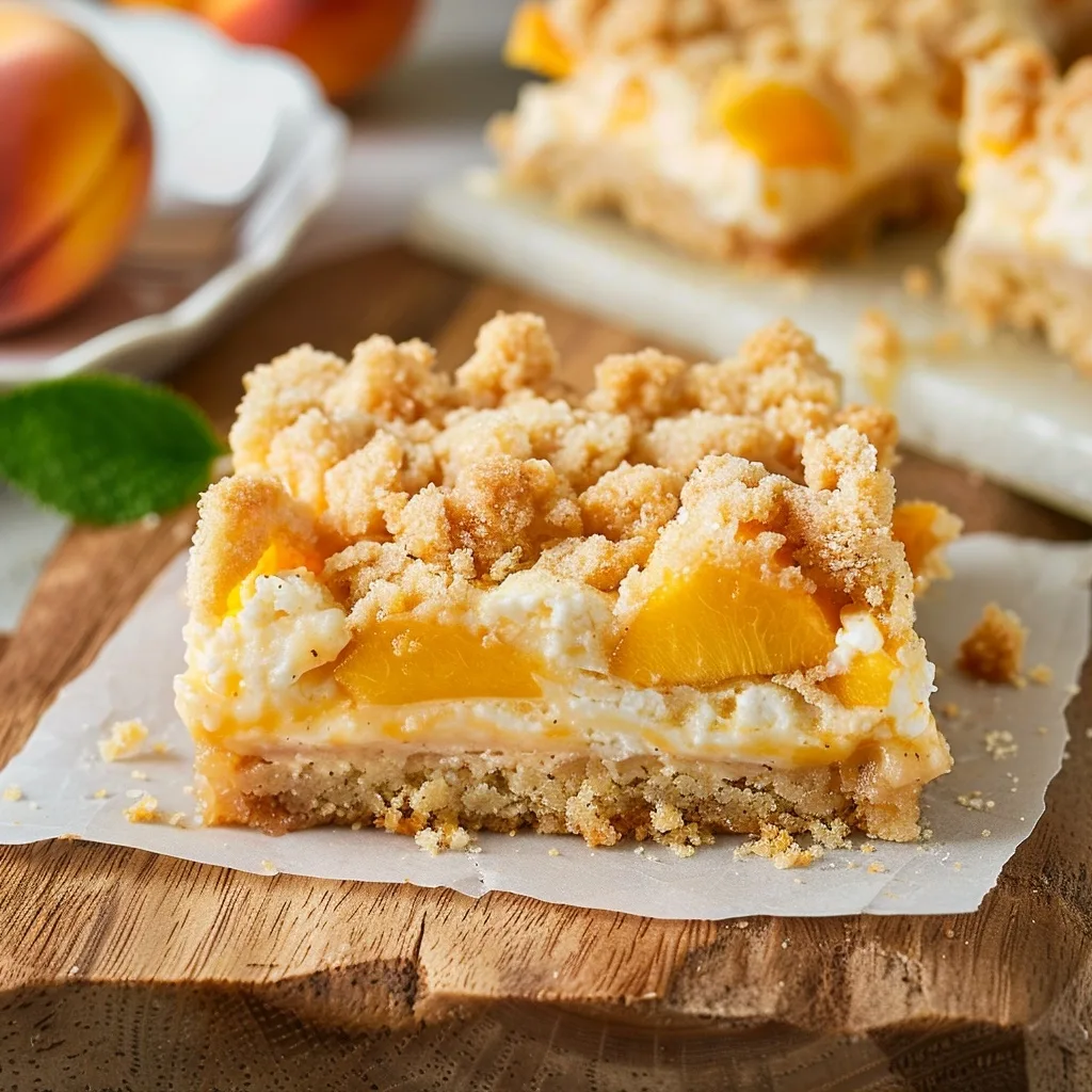 Peach Cheesecake Crumb Bars For Summer