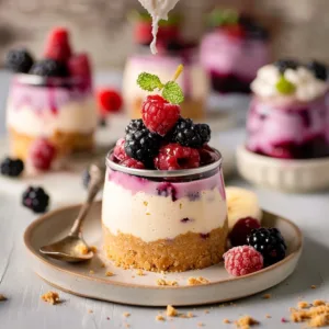Individual Berry No Bake Cheesecakes