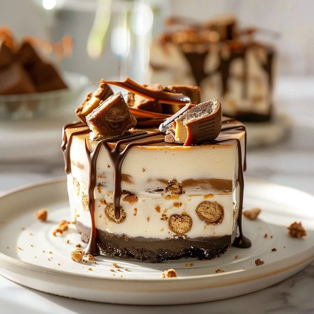 No Bake Snickers Cheesecake - A Creamy Delight